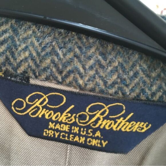 VINTAGE BROOKS BROTHERS 100% CAMEL HAIR BLAZER IN GRAY HERRINGBONE PRINT - Picture 4 of 8
